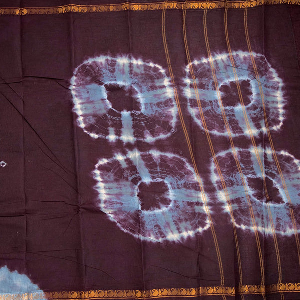 Sungudi Cotton Dark Purple Printed Saree 02 