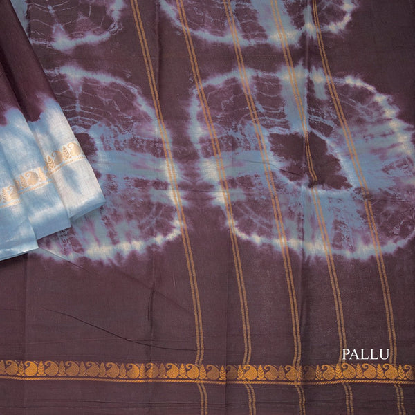 Sungudi Cotton Dark Purple Printed Saree 02 