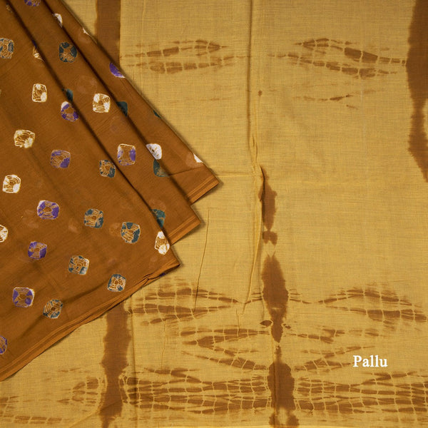 Mul Mul Cotton Light Brown Printed Saree 03