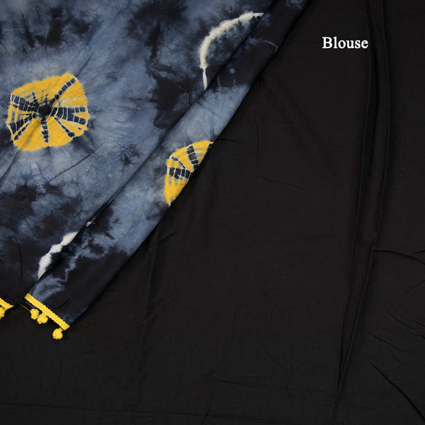 Mul Mul Cotton Dark Grey Printed Saree 03