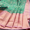 Green Semi Silk Saree With Contrast Border 01