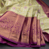 Lime Green Semi Silk Saree With Contrast Border