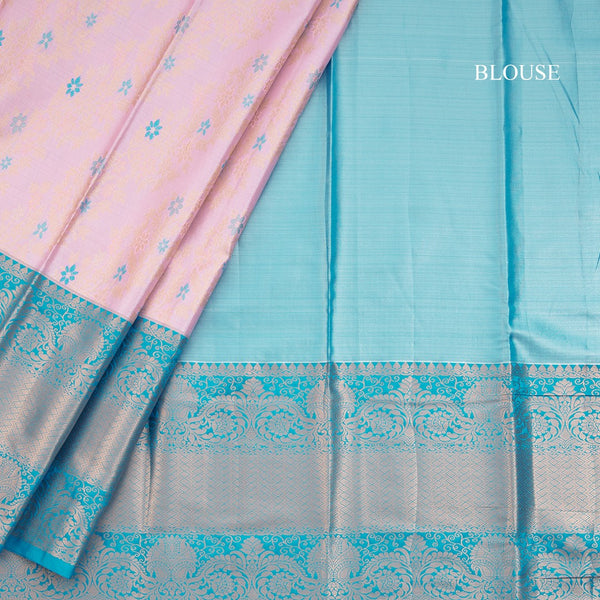 Light Pink Semi Silk Saree With Contrast Border