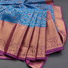 Blue Semi Silk Saree With Contrast Border 01