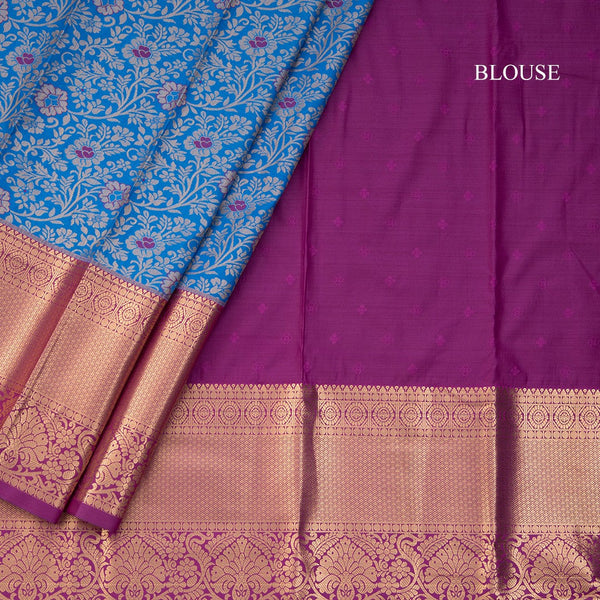 Blue Semi Silk Saree With Contrast Border 01