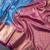 Blue Semi Silk Saree With Contrast Border 01