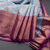 Light Blue Semi Silk Saree With Contrast Border