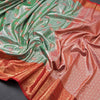 Green Semi Silk Saree With Contrast Border 02