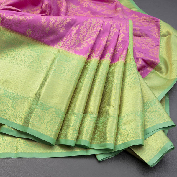 Dark Violet Semi Silk Saree With Contrast Border