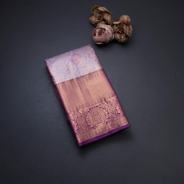 Light Violet Semi Silk Saree With Contrast Border