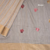 Cream Semi Linen Thread Embroidered Saree 06