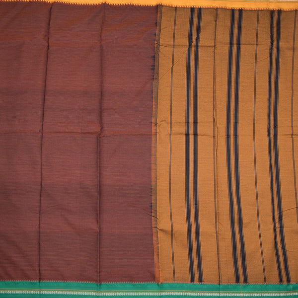 Dharwad Cotton Dark Maroon Striped Saree