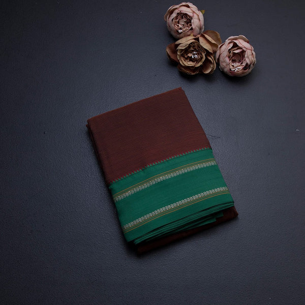 Dharwad Cotton Dark Maroon Striped Saree