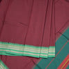 Dharwad Cotton Dark Marron Plain Saree