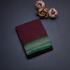 Dharwad Cotton Dark Marron Plain Saree