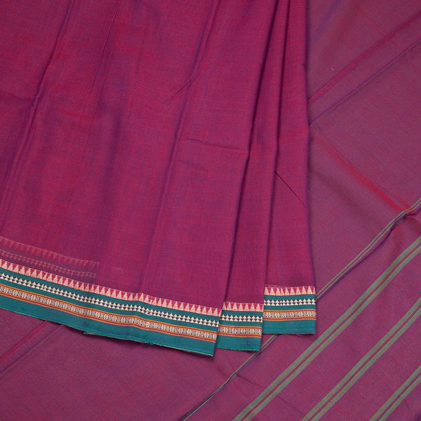 Dharwad Cotton Amaranth Purple Plain Saree