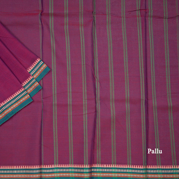 Dharwad Cotton Amaranth Purple Plain Saree