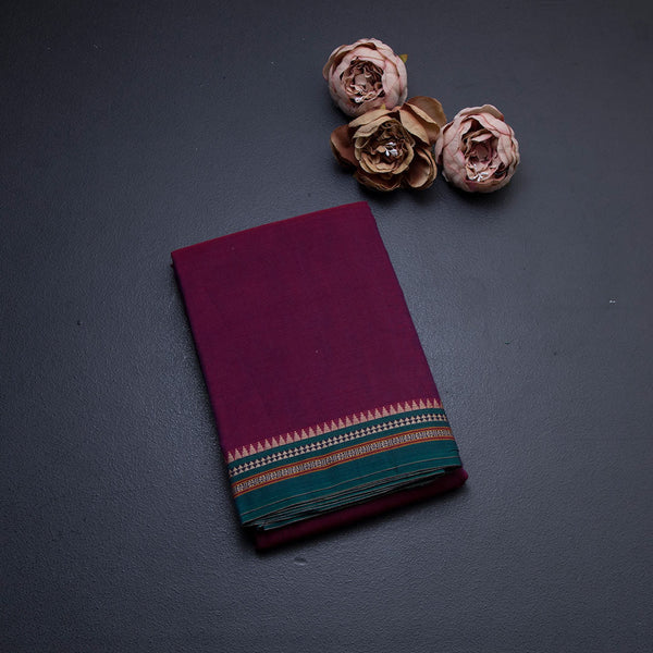 Dharwad Cotton Amaranth Purple Plain Saree
