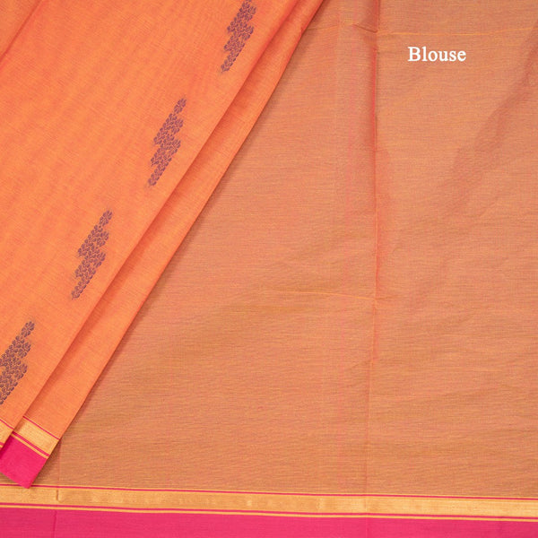 Orange Negamam Cotton Thread Embossed Saree 02
