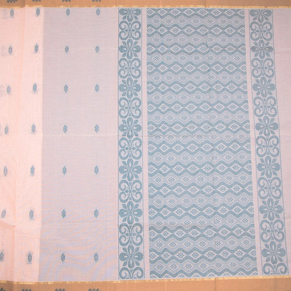 Baby Pink Negamam Cotton Thread Embossed Saree