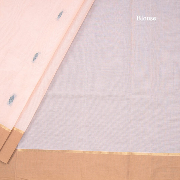 Baby Pink Negamam Cotton Thread Embossed Saree