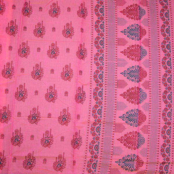 Pink Poly Cotton Printed Saree 03