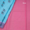 Sky Blue Poly Cotton Printed Saree