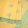 Silk Cotton Lemon Yellow Zari Worked Saree