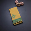 Silk Cotton Lemon Yellow Zari Worked Saree