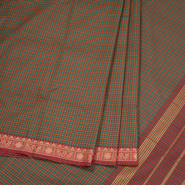 9 Yards Multi Colour Chettinad Cotton Micro Checked Saree And Simple Thread Border Without Blouse 02