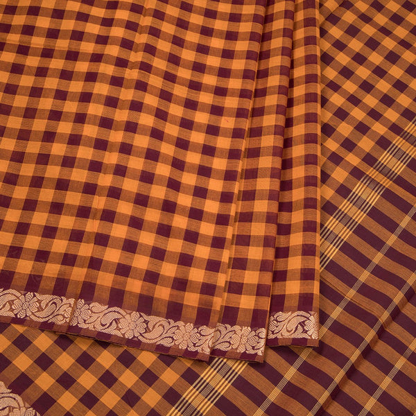 9 Yards Multi Colour Chettinad Cotton Checked Saree And Simple Thread Border Without Blouse 07