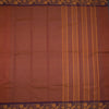Brown Chettinad Cotton Floral Thread Border Without Blouse