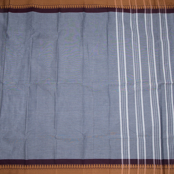 Grey Chettinad Cotton Thread Border Without Blouse