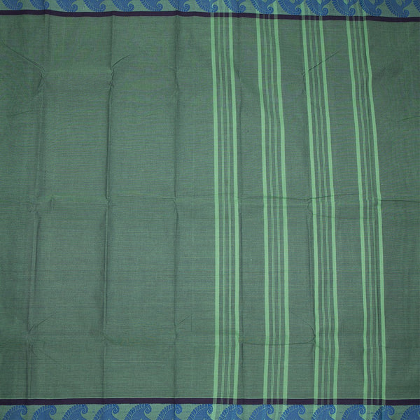 Green Chettinad Cotton Thread Border Without Blouse 02
