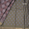 Semi Raw Silk Brown Floral Printed Saree 03