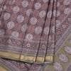 Semi Raw Silk Brown Floral Printed Saree 03