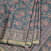 Semi Raw Silk Green Floral Printed Saree 05