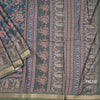 Semi Raw Silk Green Floral Printed Saree 05