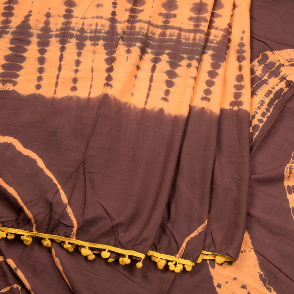 Mul Mul Cotton Brown Shibori Printed Saree 02