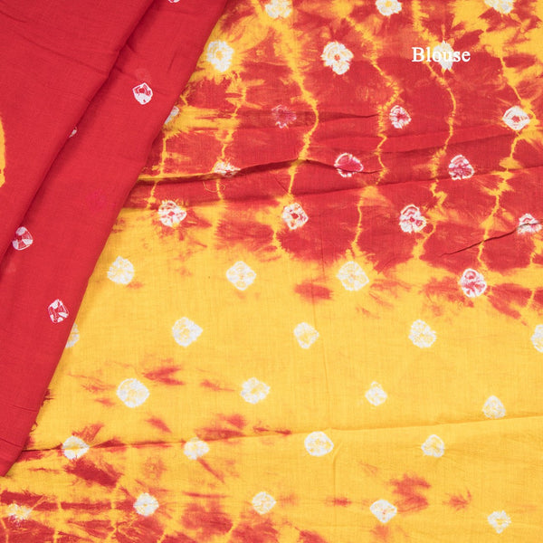 Mul Mul Cotton Red Shibori Printed Saree 02