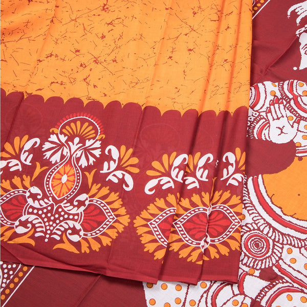 Mul Mul Cotton Maroon Kalamkari Printed Saree