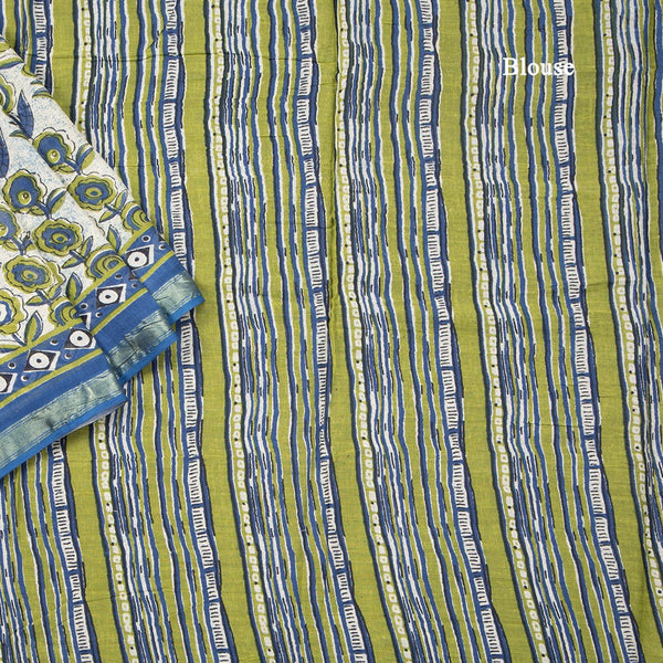 Mul Mul Cotton Cream Floral Printed Saree