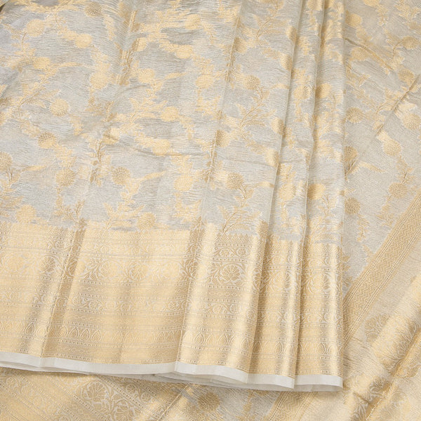 Kota Tissue Cream Saree With Zari Border