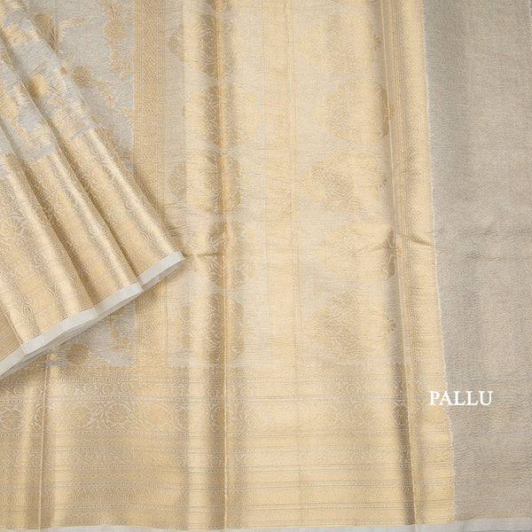 Kota Tissue Cream Saree With Zari Border
