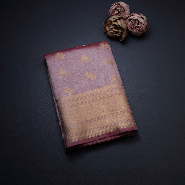 Kota Tissue Pink Saree With Zari Border 02