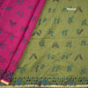 Semi Linen Dark Pink Printed Saree 03