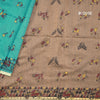 Semi Linen Turquoise Printed Saree 02