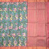 Semi Tussar Olive Green Printed Saree