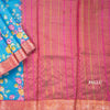 Semi Tussar Dark Cyan Printed Saree
