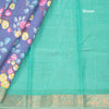 Semi Tussar Dusty Blue Printed Saree